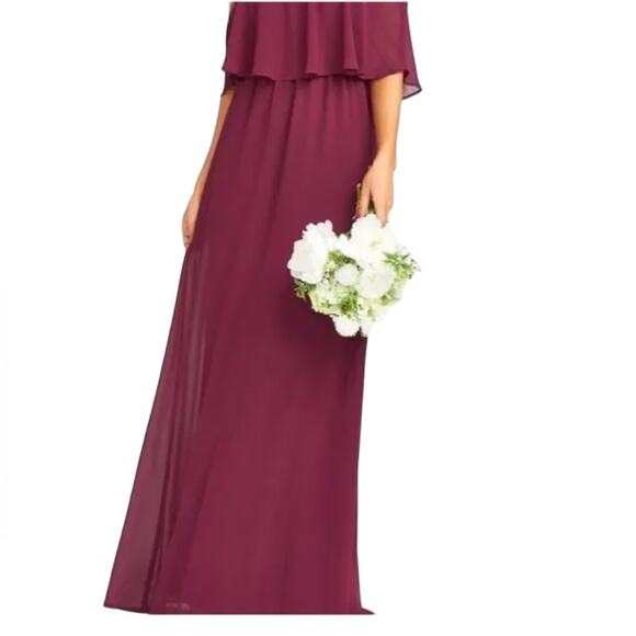 Show Me Your Mumu NEW Size Small Caitlin Ruffle Maxi Dress in Merlot Chiffon - Picture 6 of 14